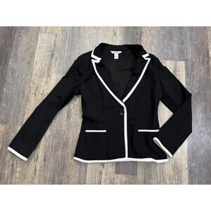 WHBM Women's Black Blazer with White Trim